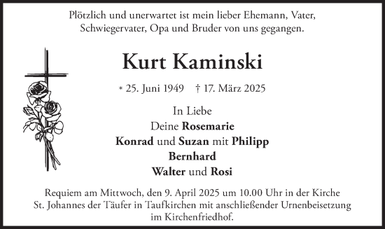 Traueranzeige von Kurt Kaminski von merkurtz