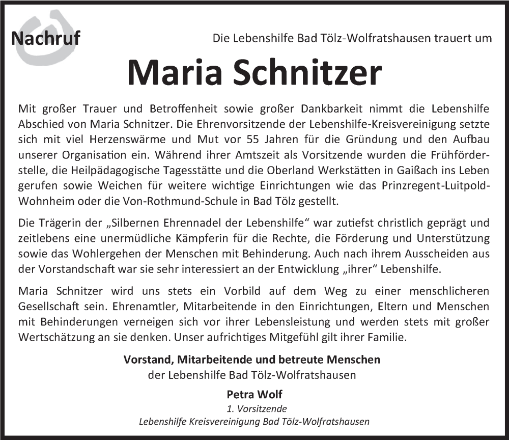  Traueranzeige für Maria Schnitzer vom 23.04.2025 aus merkurtz