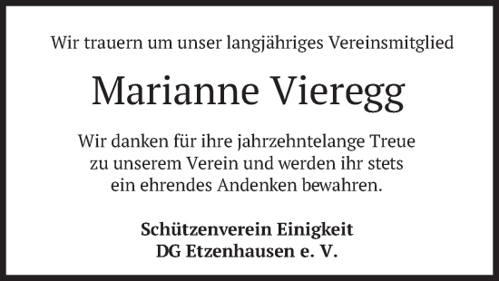 Traueranzeige von Marianne Vieregg von merkurtz
