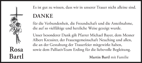Traueranzeige von Rosa Bartl von merkurtz