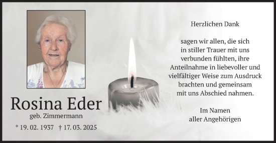 Traueranzeige von Rosina Eder von merkurtz