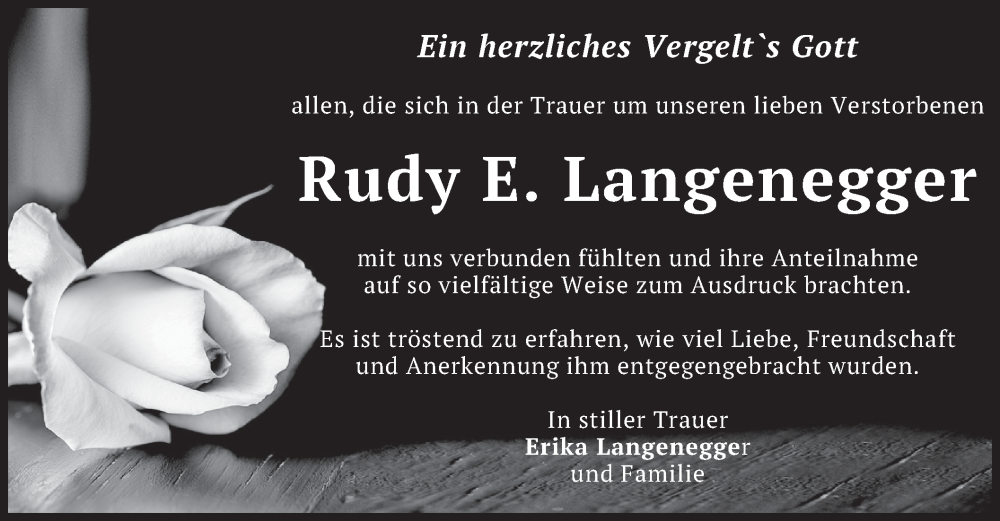  Traueranzeige für Rudy E. Langenegger vom 12.04.2025 aus merkurtz