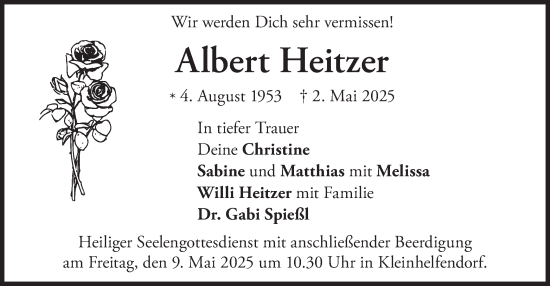 Traueranzeige von Albert Heitzer von merkurtz