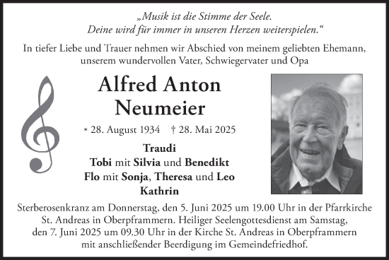 Traueranzeige von Alfred Anton Neumeier von merkurtz