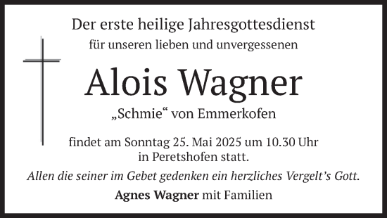 Traueranzeige von Alois Wagner von merkurtz