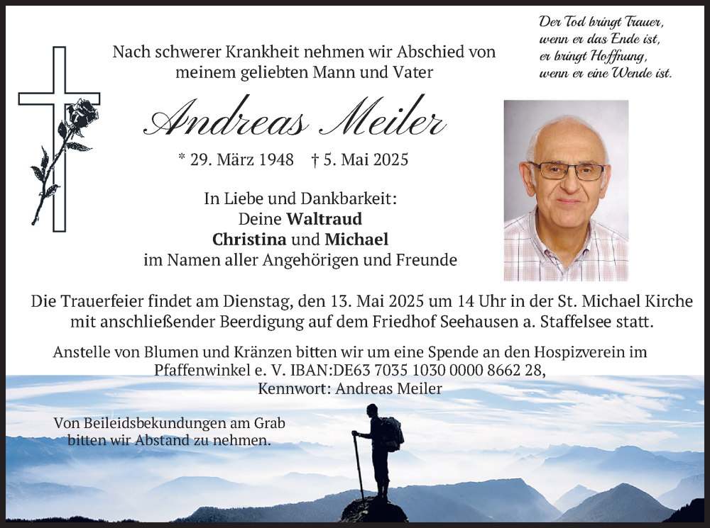  Traueranzeige für Andreas Meiler vom 10.05.2025 aus merkurtz