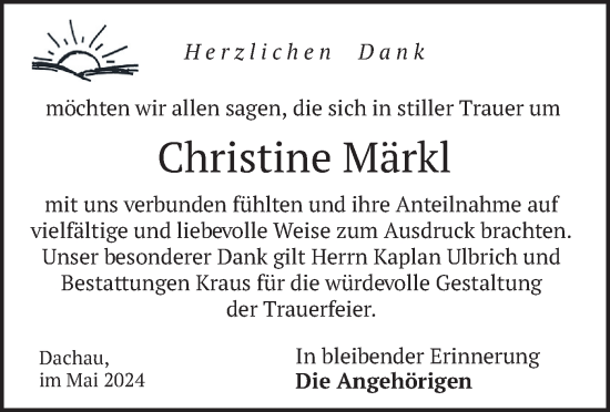 Traueranzeige von Christine Märkl von merkurtz