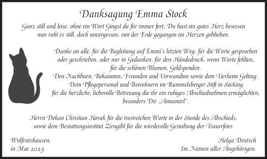 Traueranzeige von Emma Stock von merkurtz