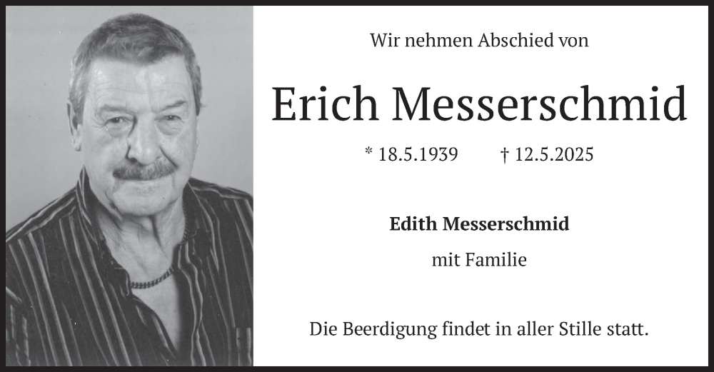  Traueranzeige für Erich Messerschmid vom 14.05.2025 aus merkurtz