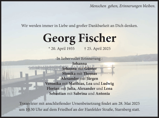 Traueranzeige von Georg Fischer von merkurtz