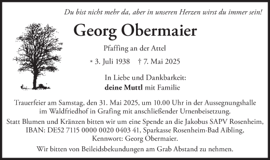 Traueranzeige von Georg Obermaier von merkurtz