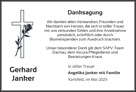 Traueranzeige von Gerhard Janker von merkurtz