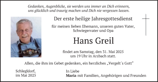 Traueranzeige von Hans Greil von merkurtz