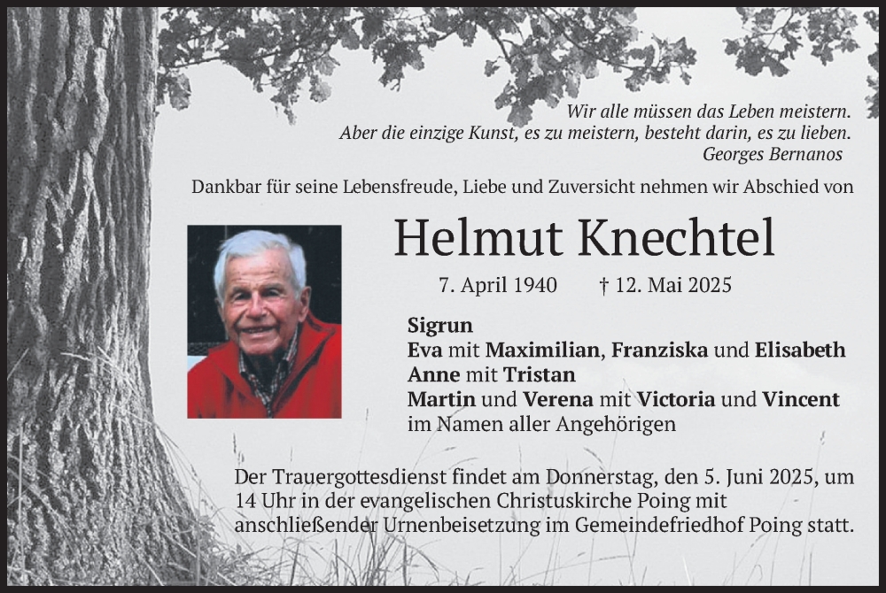  Traueranzeige für Helmut Knechtel vom 31.05.2025 aus merkurtz