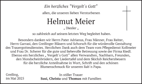 Traueranzeige von Helmut Meier von merkurtz