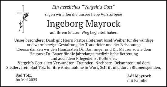 Traueranzeige von Ingeborg Mayrock von merkurtz