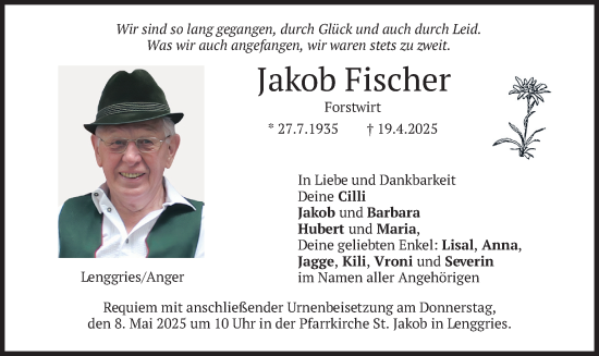 Traueranzeige von Jakob Fischer von merkurtz