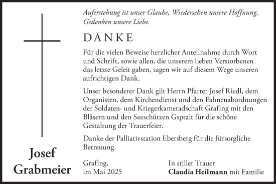 Traueranzeige von Josef Grabmeier von merkurtz