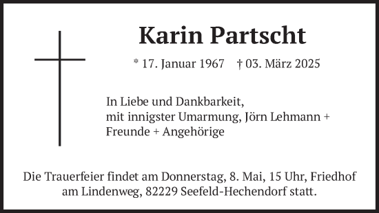Traueranzeige von Karin Partscht von merkurtz