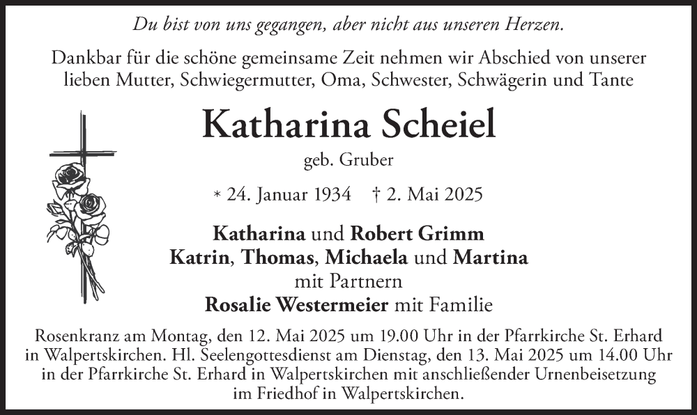  Traueranzeige für Katharina Scheiel vom 07.05.2025 aus merkurtz