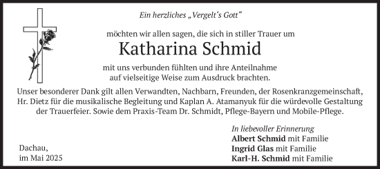 Traueranzeige von Katharina Schmid von merkurtz