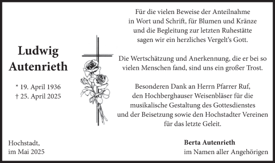 Traueranzeige von Ludwig Autenrieth von merkurtz