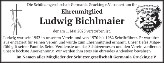 Traueranzeige von Ludwig Bichlmaier von merkurtz