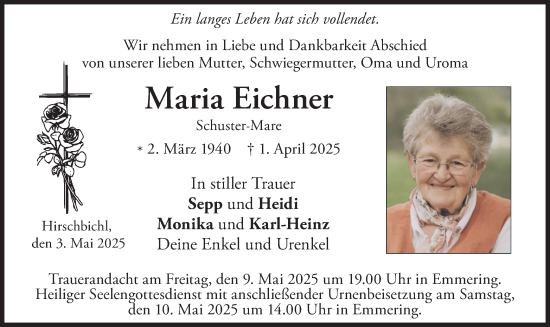Traueranzeige von Maria Eichner von merkurtz