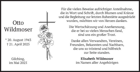 Traueranzeige von Otto Wildmoser von merkurtz