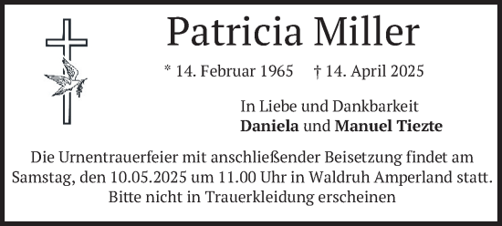 Traueranzeige von Patricia Miller von merkurtz