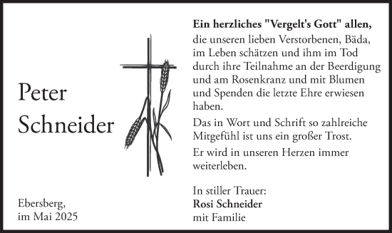 Traueranzeige von Peter Schneider von merkurtz