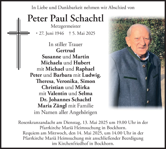 Traueranzeige von Peter Paul Schachtl von merkurtz