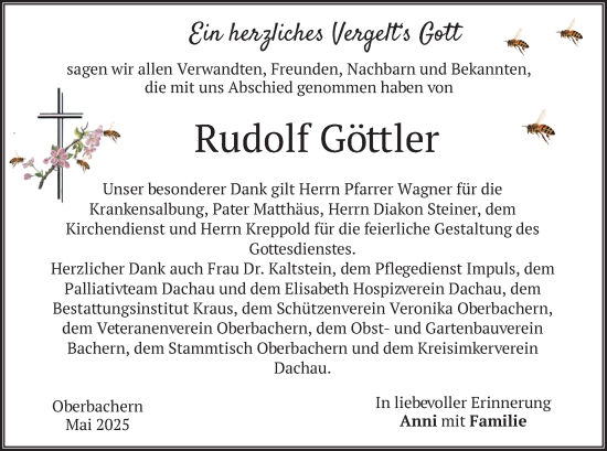 Traueranzeige von Rudolf Göttler von merkurtz