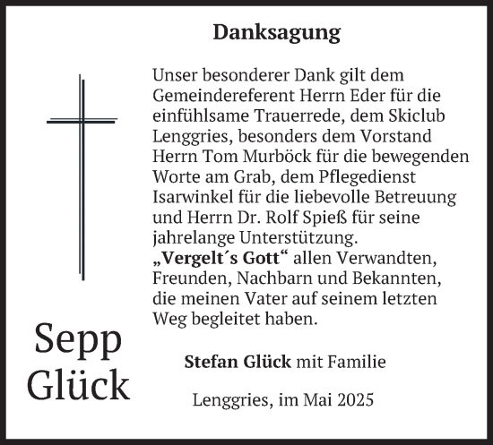 Traueranzeige von Sepp Glück von merkurtz