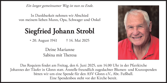 Traueranzeige von Siegfried Johann Strobl von merkurtz