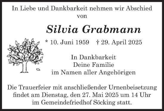 Traueranzeige von Silvia Grabmann von merkurtz
