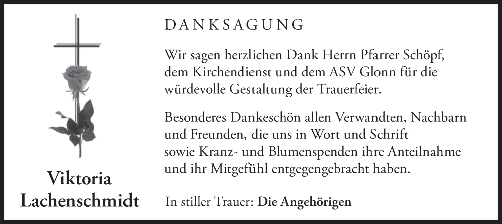  Traueranzeige für Viktoria Lachenschmidt vom 24.05.2025 aus merkurtz