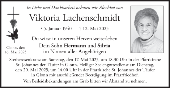 Traueranzeige von Viktoria Lachenschmidt von merkurtz