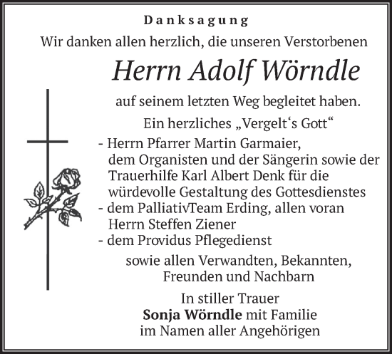 Traueranzeige von Adolf Wörndle von merkurtz