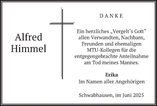 Traueranzeige von Alfred Himmel von merkurtz