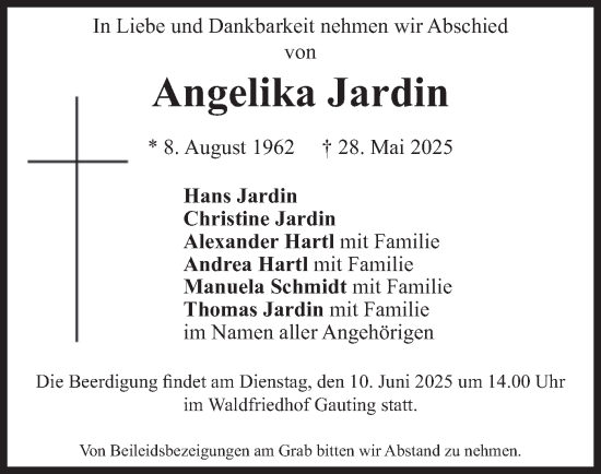 Traueranzeige von Angelika Jardin von merkurtz