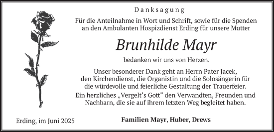Traueranzeige von Brunhilde Mayr von merkurtz