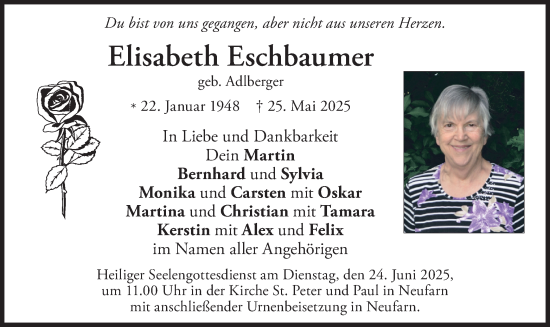 Traueranzeige von Elisabeth Eschbaumer von merkurtz