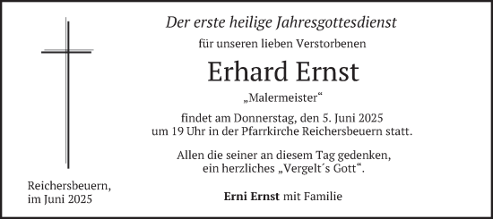 Traueranzeige von Erhard Ernst von merkurtz