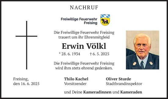 Traueranzeige von Erwin Völkl von merkurtz