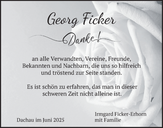 Traueranzeige von Georg Ficker von merkurtz