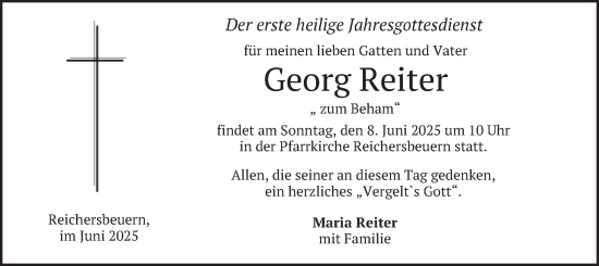 Traueranzeige von Georg Reiter von merkurtz