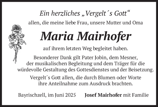 Traueranzeige von Maria Mairhofer von merkurtz