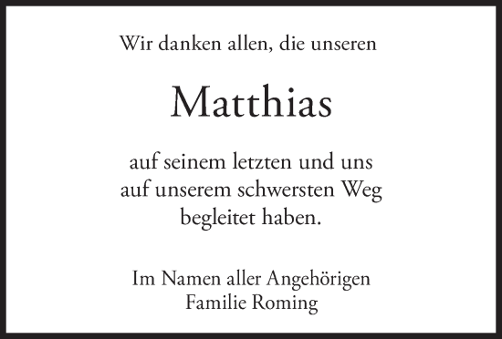 Traueranzeige von Matthias  von merkurtz