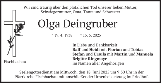 Traueranzeige von Olga Deingruber von merkurtz